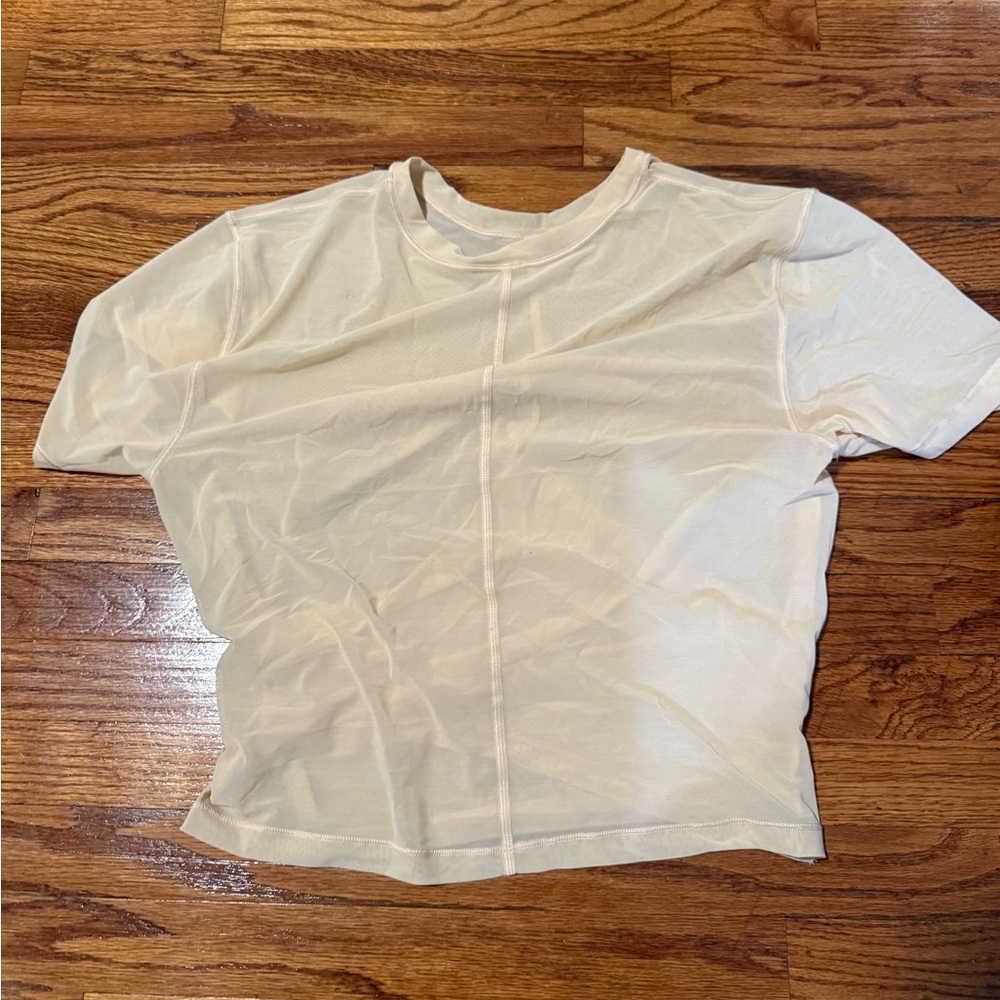 Lululemon cream Sheer Short Sleeve Mesh Top